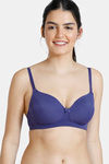 Zivame Padded Non Wired 3/4Th Coverage T-Shirt Bra - Blue Ribbon — thumbnail 3